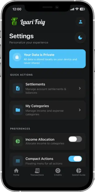 Settings Screen